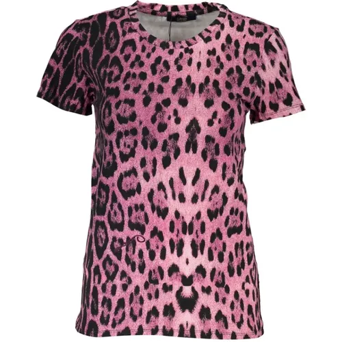 Bedrucktes Kurzarm-T-Shirt , Damen, Größe: L - Cavalli Class - Modalova