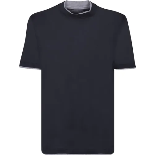 Luxuriöses T-Shirt aus Seidenmischung mit Chrom-Einsätzen - BRUNELLO CUCINELLI - Modalova