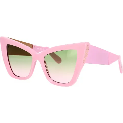 Oversized Cat-Eye Sunglasses in Acetate with Green Gradient Lenses , unisex, Sizes: 53 MM - Gcds - Modalova