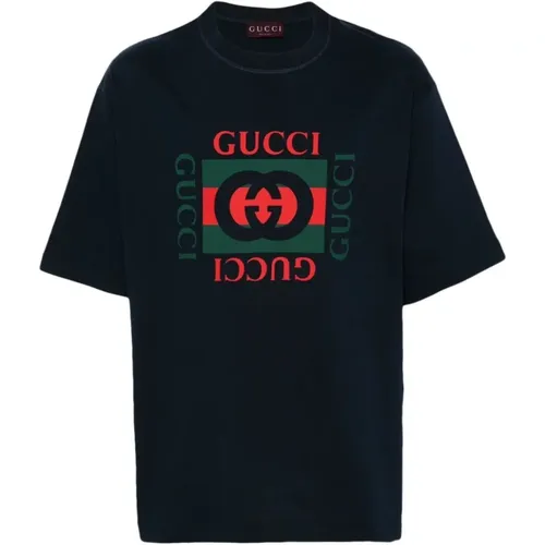 Logo Print Crew Neck T-shirt , male, Sizes: S - Gucci - Modalova