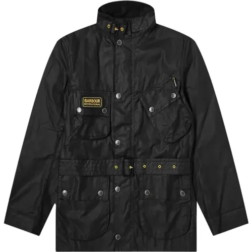 Slim International Wax Jacket Black-M , male, Sizes: M, XL, L - Barbour - Modalova