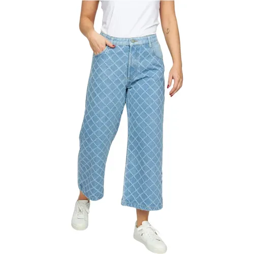 Helle Denim Cropped Jeans mit Klassischen Taschen , Damen, Größe: S - 2-Biz - Modalova
