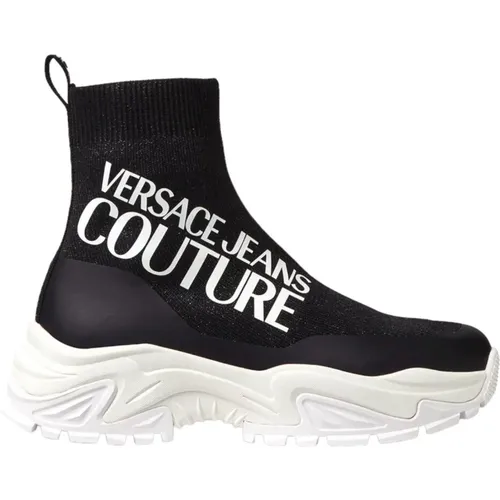 Gestrickte+Beschichtete Hiker Sneakers , Damen, Größe: 37 EU - Versace Jeans Couture - Modalova