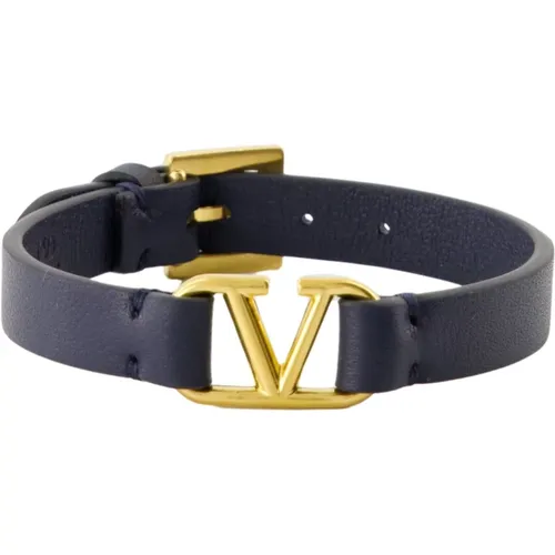 Leather VLogo Bracelet Fall-Winter 2024 , male, Sizes: ONE SIZE - Valentino Garavani - Modalova