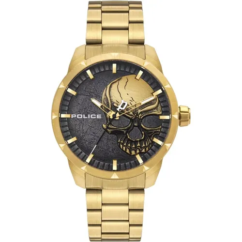 Mens Quartz Metal Watch Gold , male, Sizes: ONE SIZE - Police - Modalova