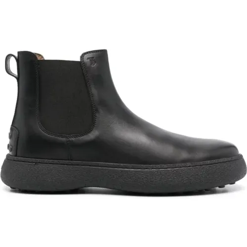 Schwarze Leder Chelsea Stiefel , Herren, Größe: 41 1/2 EU - TOD'S - Modalova