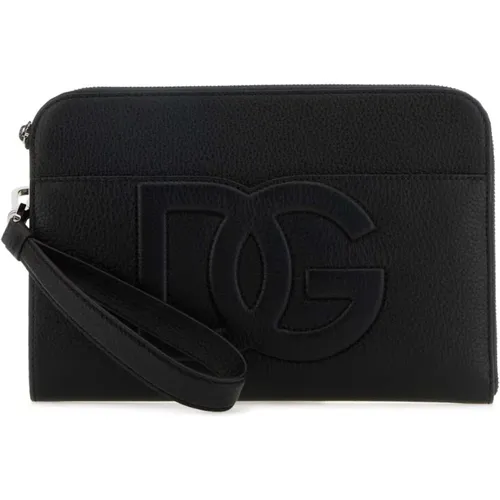 Stylish Leather Pouch , male, Sizes: ONE SIZE - Dolce & Gabbana - Modalova