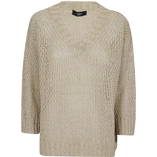 Ivory Linen V-Neck Sweater , female, Sizes: XS, M, S - Max Mara Weekend - Modalova