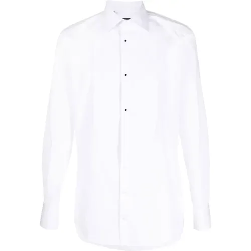 Weißes kontrastierendes Tuxedo-Hemd , Herren, Größe: XL - Dolce & Gabbana - Modalova