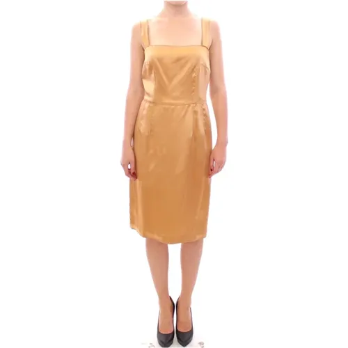 Elegantes Seiden-Sheath-Kleid Bronze - Dolce & Gabbana - Modalova