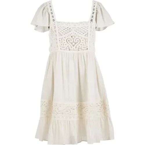 Crochet Ivory Short Dress , female, Sizes: XS, S - Twinset - Modalova