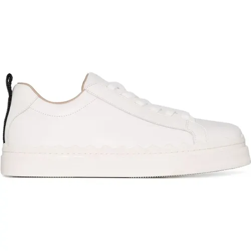 Weiße Leder Low Top Sneakers , Damen, Größe: 37 EU - Chloé - Modalova
