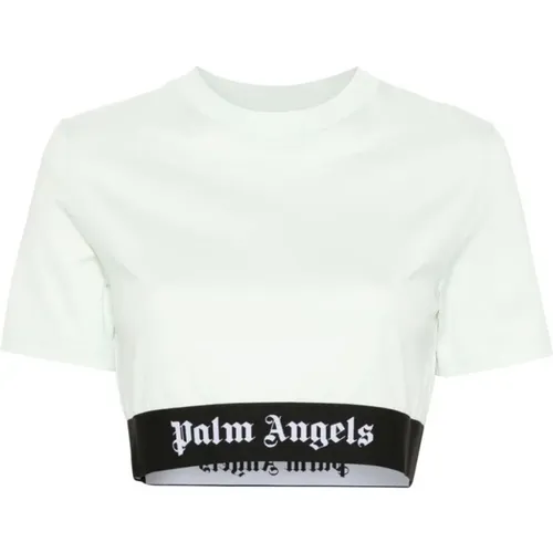 Logo Band Crop T-shirt , female, Sizes: S, XS - Palm Angels - Modalova