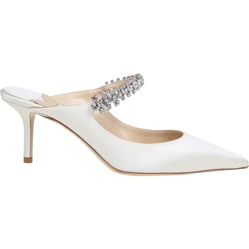 Crystal Band Ivory Satin Mules , female, Sizes: 4 UK, 7 UK, 3 UK, 5 1/2 UK, 8 UK, 5 UK - Jimmy Choo - Modalova