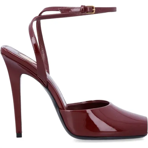 Garnet La Scandale Leather Sandals , female, Sizes: 6 UK, 7 UK - Saint Laurent - Modalova