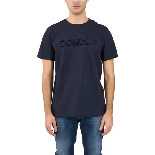 Jersey T-shirt with front flocked logo , male, Sizes: L, M, 2XL - Dondup - Modalova