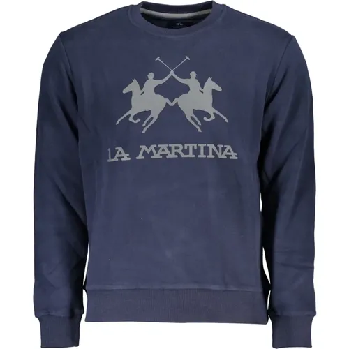 Blauer Langarm Bestickter Sweatshirt - LA MARTINA - Modalova