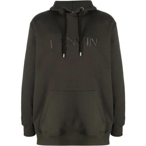 Grey Sweater with Embroidered Logo , male, Sizes: XS - Lanvin - Modalova