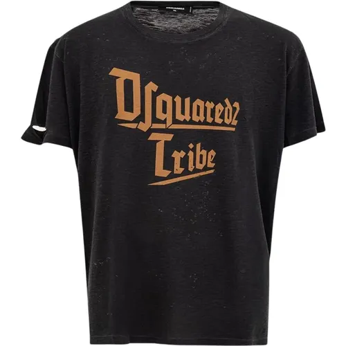 Schwarzes Baumwoll-T-Shirt - Dsquared2 - Modalova