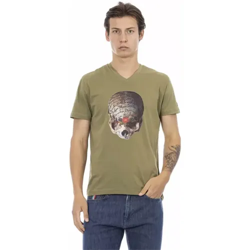 V-Neck T-Shirt with Front Print , male, Sizes: XL, 3XL, L, 2XL, M, S - Trussardi - Modalova