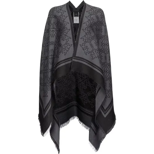 Love Birds Jacquard Poncho Jacket , female, Sizes: ONE SIZE - pinko - Modalova