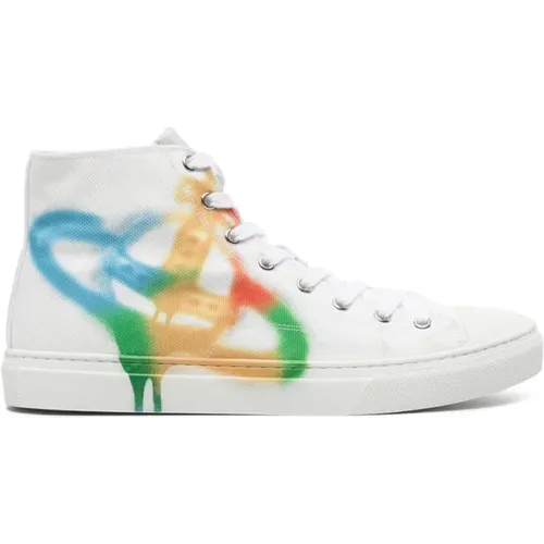 Multicolour High-Top Sneakers with Spray-Paint Effect , male, Sizes: 10 UK, 7 UK, 6 UK - Vivienne Westwood - Modalova