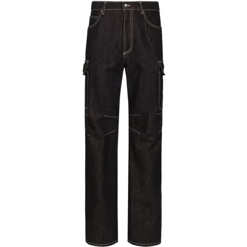 Mid-Rise Jeans with Logo Plaque , male, Sizes: S, L, M - Dolce & Gabbana - Modalova