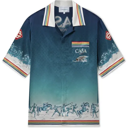 Silk Olympic Shirt , male, Sizes: L, M, XL - Casablanca - Modalova