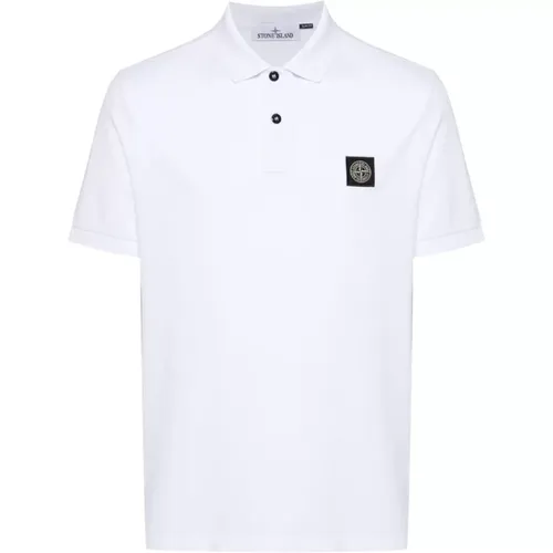 Weißes Poloshirt mit Kompass-Logo , Herren, Größe: M - Stone Island - Modalova