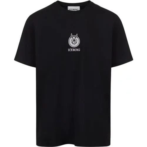 T-Shirt mit Cartoon-Grafik und Logo,T-Shirt mit Cartoon-Grafik,Schwarze T-Shirts - Iceberg - Modalova