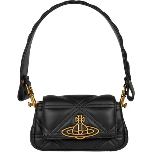 Gepolsterte Schwarze Lederhandtasche - Vivienne Westwood - Modalova