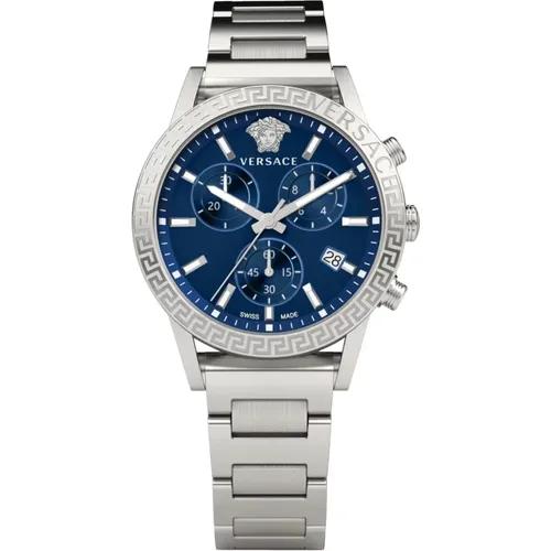 Sport Tech Chronograph Stainless Steel Watch , female, Sizes: ONE SIZE - Versace - Modalova