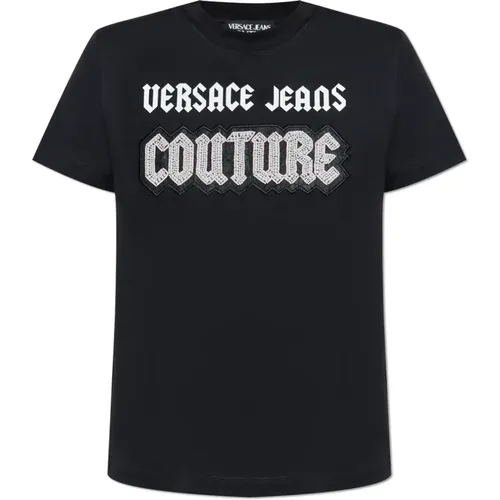 T-Shirt mit Logo , Damen, Größe: M - Versace Jeans Couture - Modalova