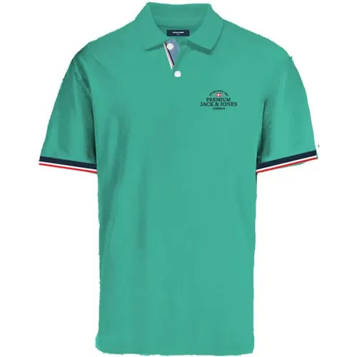 Klassisches Blaues Polo Shirt mit Logo-Stitching , Herren, Größe: M - jack & jones - Modalova