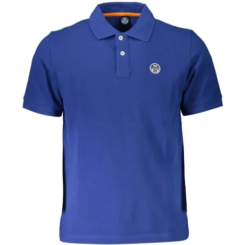 Blaues Baumwoll-Poloshirt mit Logo-Detail , Herren, Größe: M - North Sails - Modalova