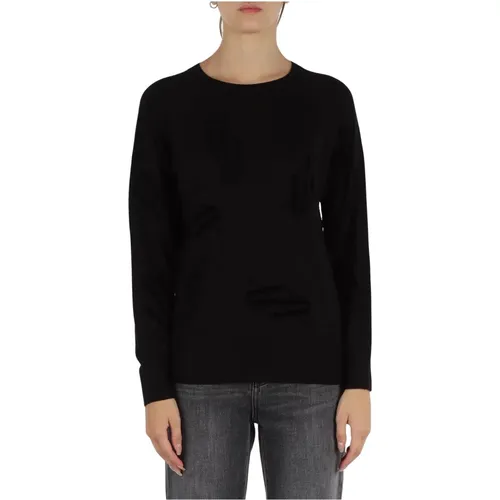 Baumwollmischung Rundhalsausschnitt Pullover , Damen, Größe: XL - Armani Exchange - Modalova