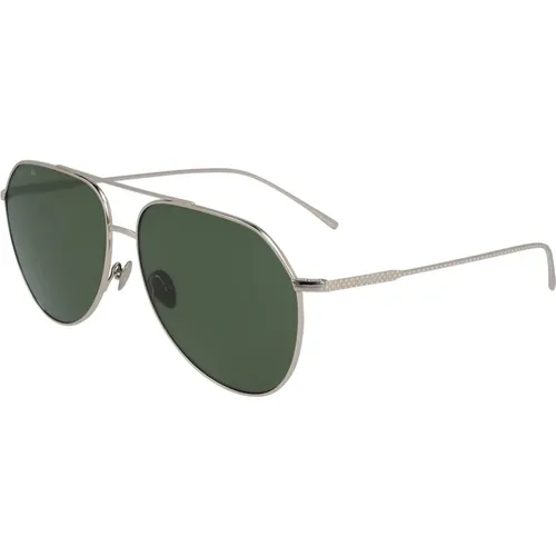 Green Lens Silver Frame Sunglasses , male, Sizes: 61 MM - Lacoste - Modalova