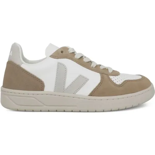 Weiße Natürliche Sahara V-10 Sneakers , Herren, Größe: 44 EU - Veja - Modalova