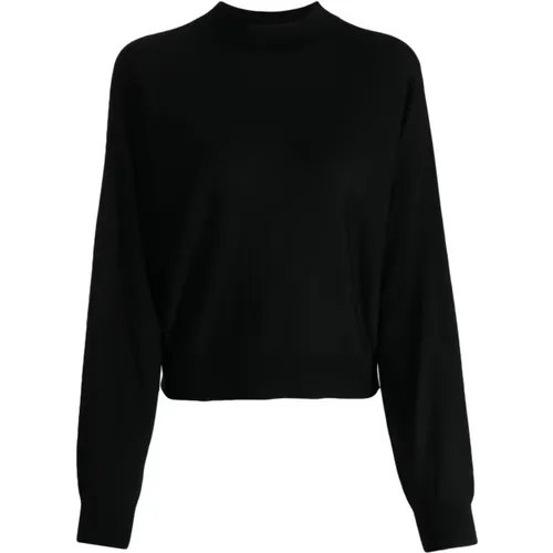 Schwarzer Pullover mit geripptem Saum und Bündchen , Damen, Größe: M - Theory - Modalova