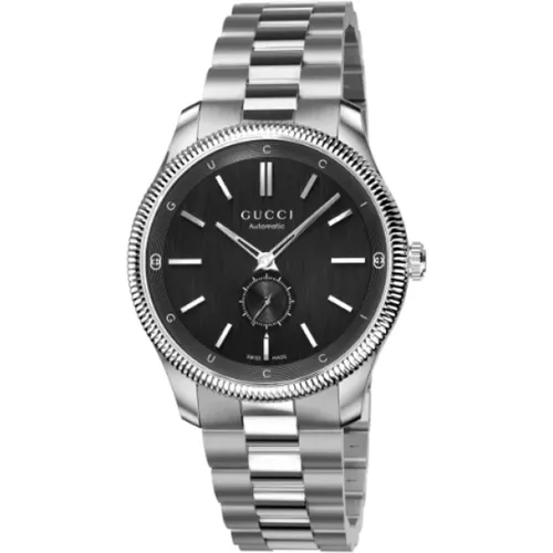 Ya126388 - G-Timeless 40 mm stainless steel case, black dial with and lettering, small seconds display, bracelet , female, Sizes: ONE SIZE - Gucci - Modalova