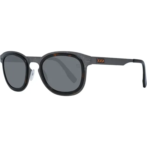 Graue Gunmetal Oval Sonnenbrille - Ermenegildo Zegna - Modalova