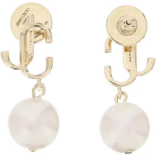 Pearl Earrings with Iconic JC Logo , female, Sizes: ONE SIZE - Jimmy Choo - Modalova