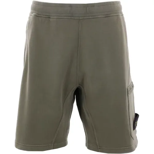 Grüne Baumwoll-Jersey-Shorts - Stone Island - Modalova