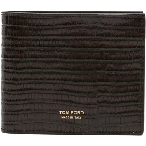Lizard Print Leather Wallet , male, Sizes: ONE SIZE - Tom Ford - Modalova