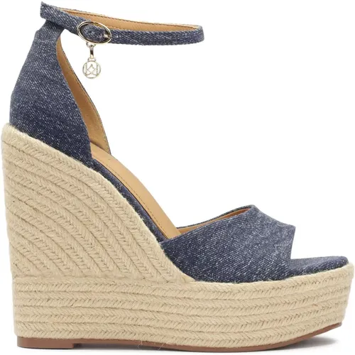 Denim-Sandalen am Anker mit Riemen um den Knöchel , Damen, Größe: 38 EU - Kazar - Modalova