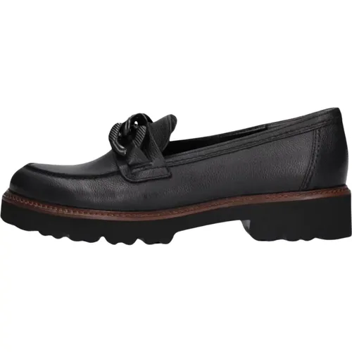 Schwarze Loafers mit Ketten-Detail , Damen, Größe: 42 1/2 EU - Gabor - Modalova