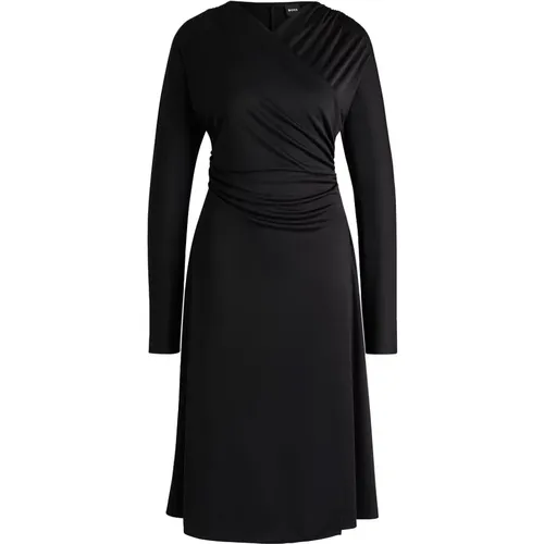 Elegantes Jerseykleid mit gerafften Schultern - Hugo Boss - Modalova