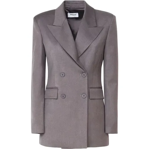 Grauer Woll-Doppelreihiger Blazer Mantel , Damen, Größe: S - Mariuccia Milano - Modalova