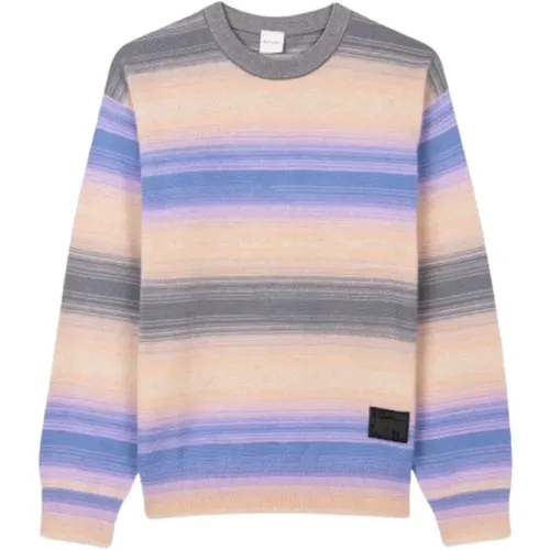 Peach Stripe Cotton Crewneck Sweater , male, Sizes: S, M - Paul Smith - Modalova