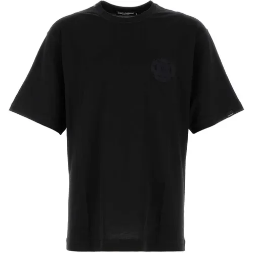 Klassisches Schwarzes Baumwoll-T-Shirt , Herren, Größe: S - Dolce & Gabbana - Modalova